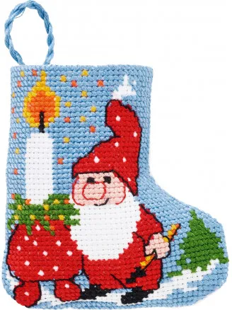 Permin Stickset Weihnachtssocke Wichtel mit Licht 7x8cm