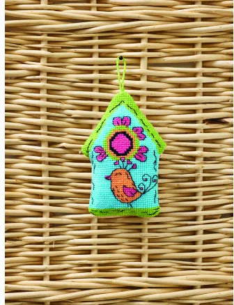 Permin Stickset Blaues Vogelhaus 7x9cm
