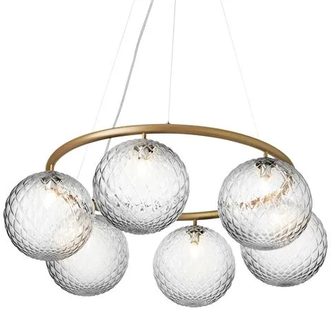 Nuura Miira 6 Circular Kronleuchter Messing/Optic Klar