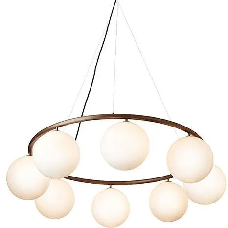 Nuura Miira 8 Circular Kronleuchter Dunkelbronze/Opalweiß