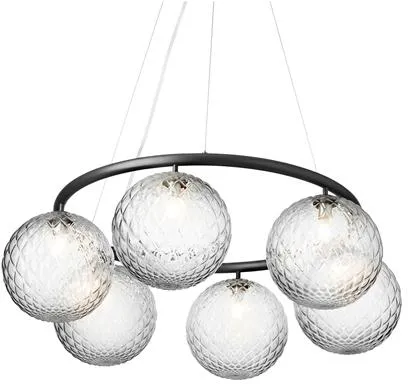 Nuura Miira 6 Circular Kronleuchter Rock Grey/Optic Klar