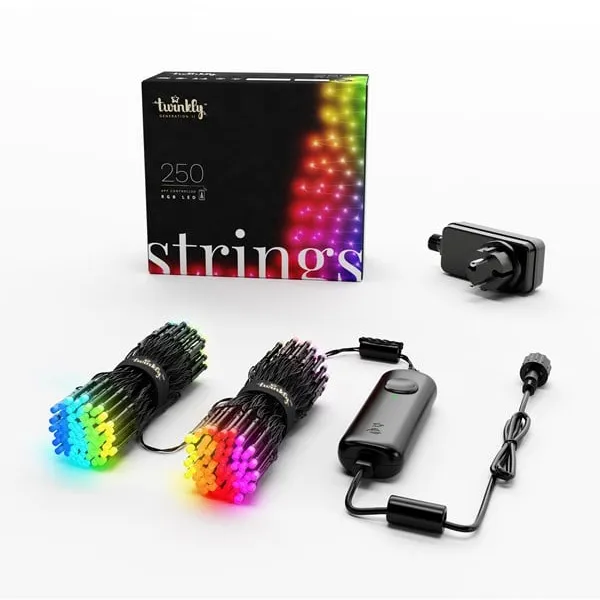 Twinkly Strings - 250 App-Controlled RGB LEDs. 20 Meters. Black Wire.